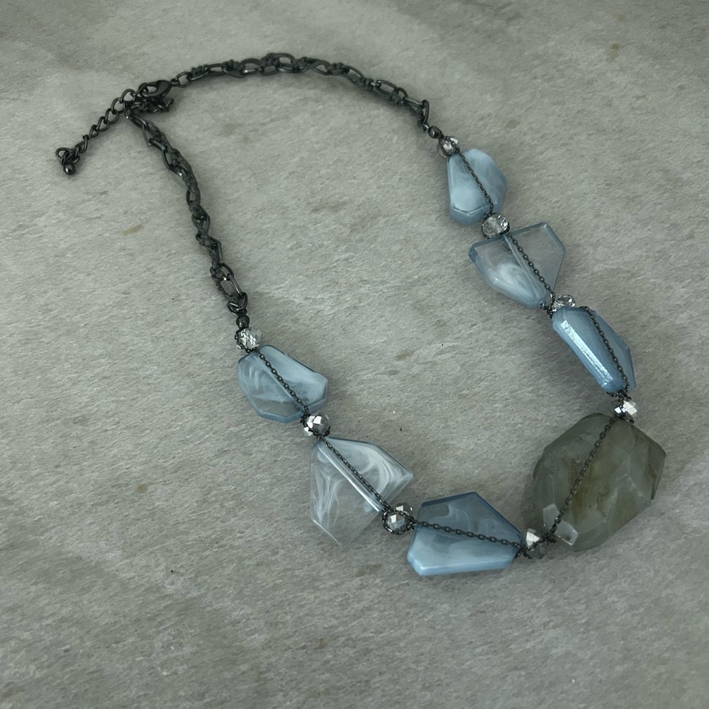 Blue Marbled Stone Necklace - Women Jewelry